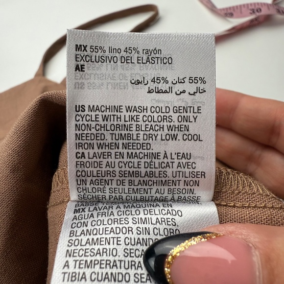 State of Day Linen Blend Sleeveless Pajamas Set Natural Umber Brown S - Picture 8 of 11